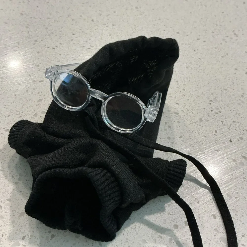 Labubu Clothes Outfit Set for  Labubu Dolls Black  Hoodie W/ Glasses